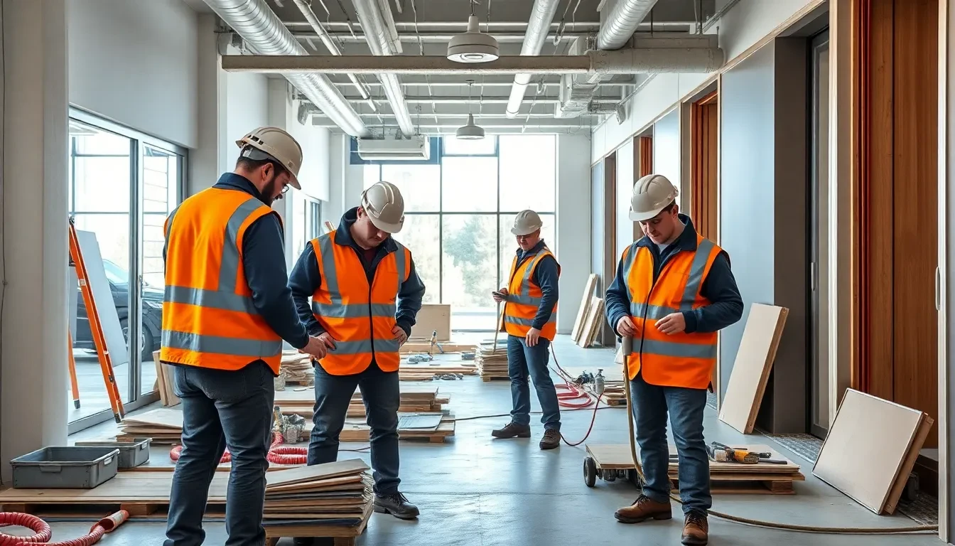 Professioneller Gewerberückbau Team bei der Arbeit