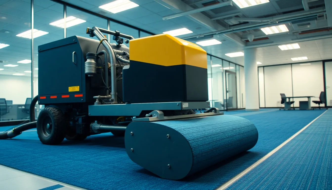 Maschineller Rückbau von Teppichfliesen in einem Grossraumbüro