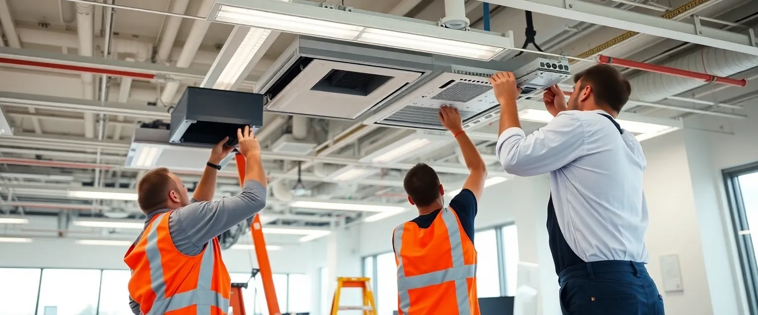 Effizienter Abbau von Deckensystemen in einem modernen Büro in der Schweiz