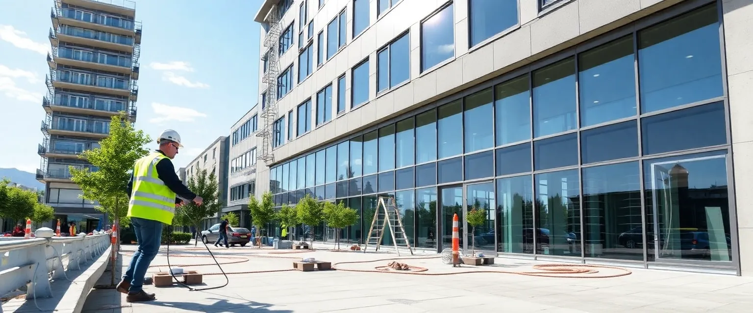 Professioneller Abbau einer Fassade an einem Schweizer Geschäftsgebäude