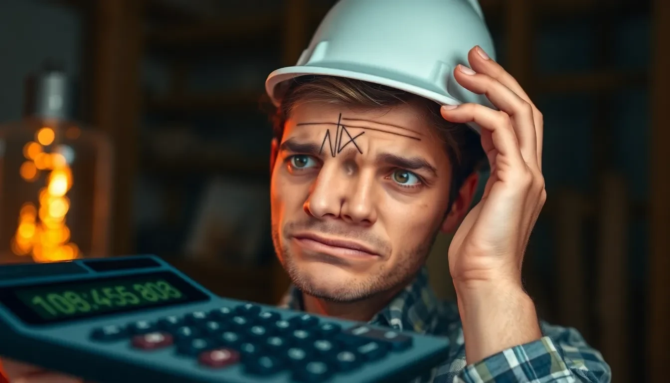 Kalkulator mit steigenden Zahlen und besorgter Person