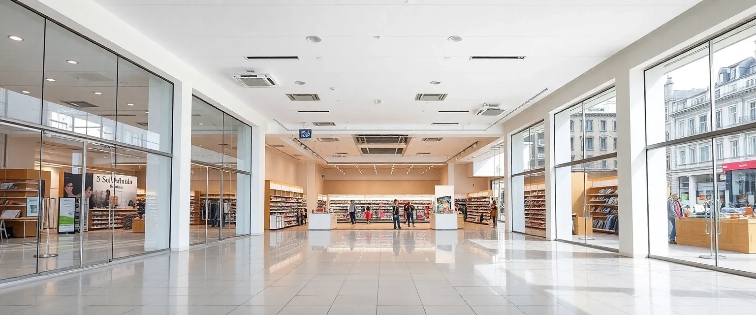 Leere Verkaufsfläche nach professionellem Rückbau in einer Schweizer Stadt