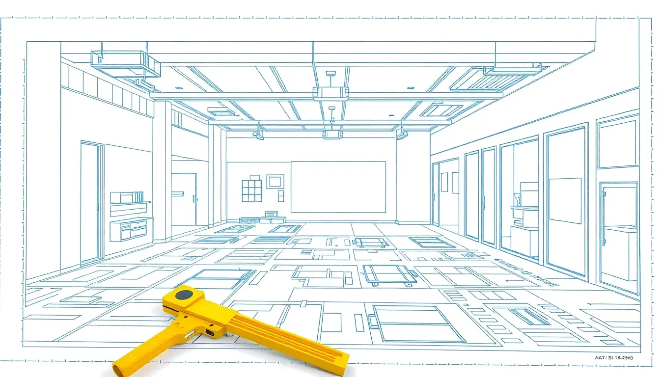 Blaupause eines Rückbauprojekts mit Planungsschritte