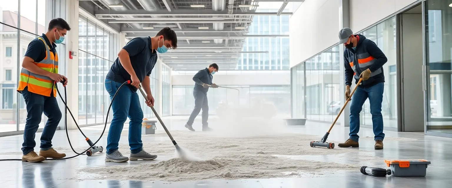 Professioneller Abbruch eines Bodens in einer Gewerbefläche
