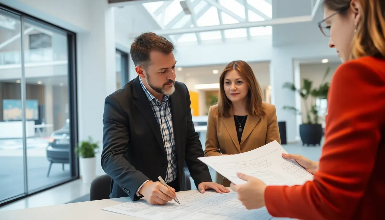 Architekt bespricht Rohbau-Angebot mit Kunden