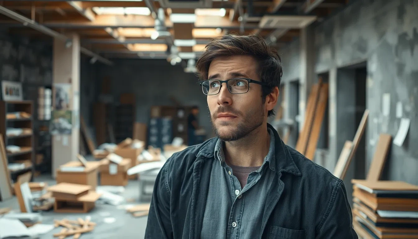 Chaotische Baustelle mit Problemen beim Ausbau