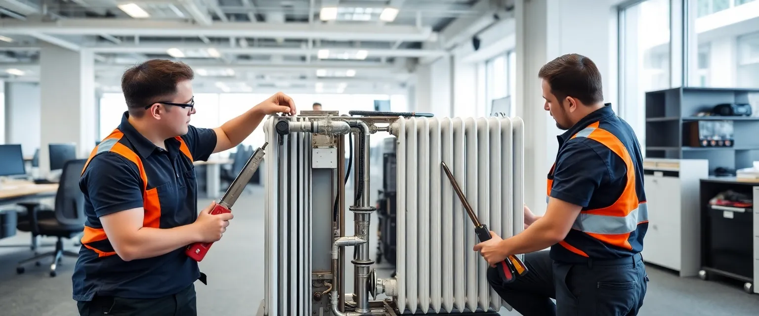 Professionelle Demontage eines Heizkörpers in einem Schweizer Gewerbeobjekt