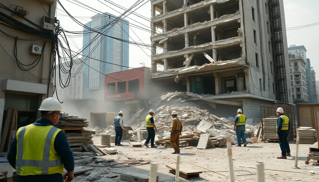 Unorganisierte Baustelle mit mehreren Anbietern bei der Lüftungsdemontage