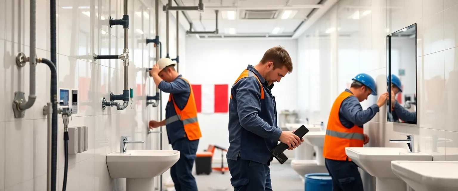 Professionelle Demontage von Sanitäranlagen in einem Schweizer Gewerbeobjekt