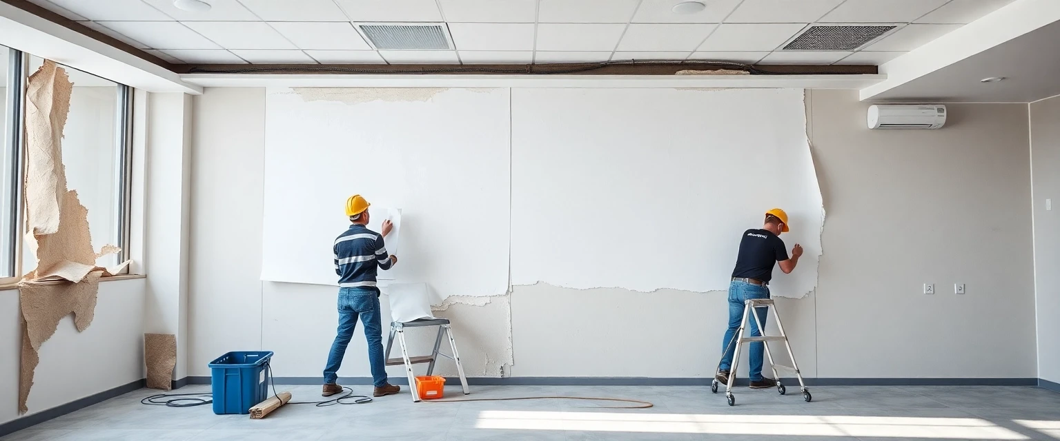 Professionelle Demontage von Wandbelägen in einem Schweizer Büro
