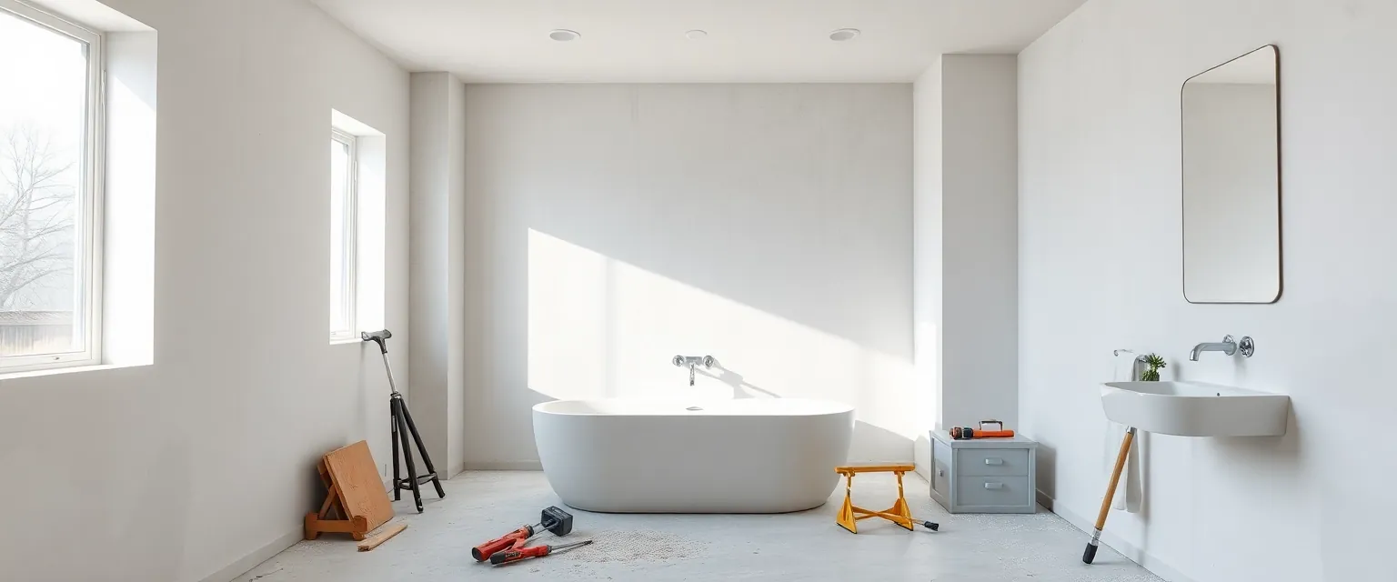 Leeres Badezimmer nach professioneller Entkernung, bereit für die Sanierung