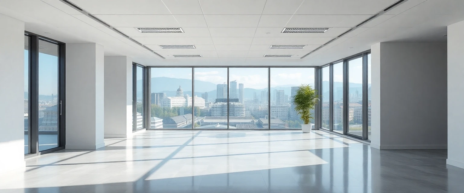 Professionell entkernte Bürofläche in einer modernen Schweizer Stadt