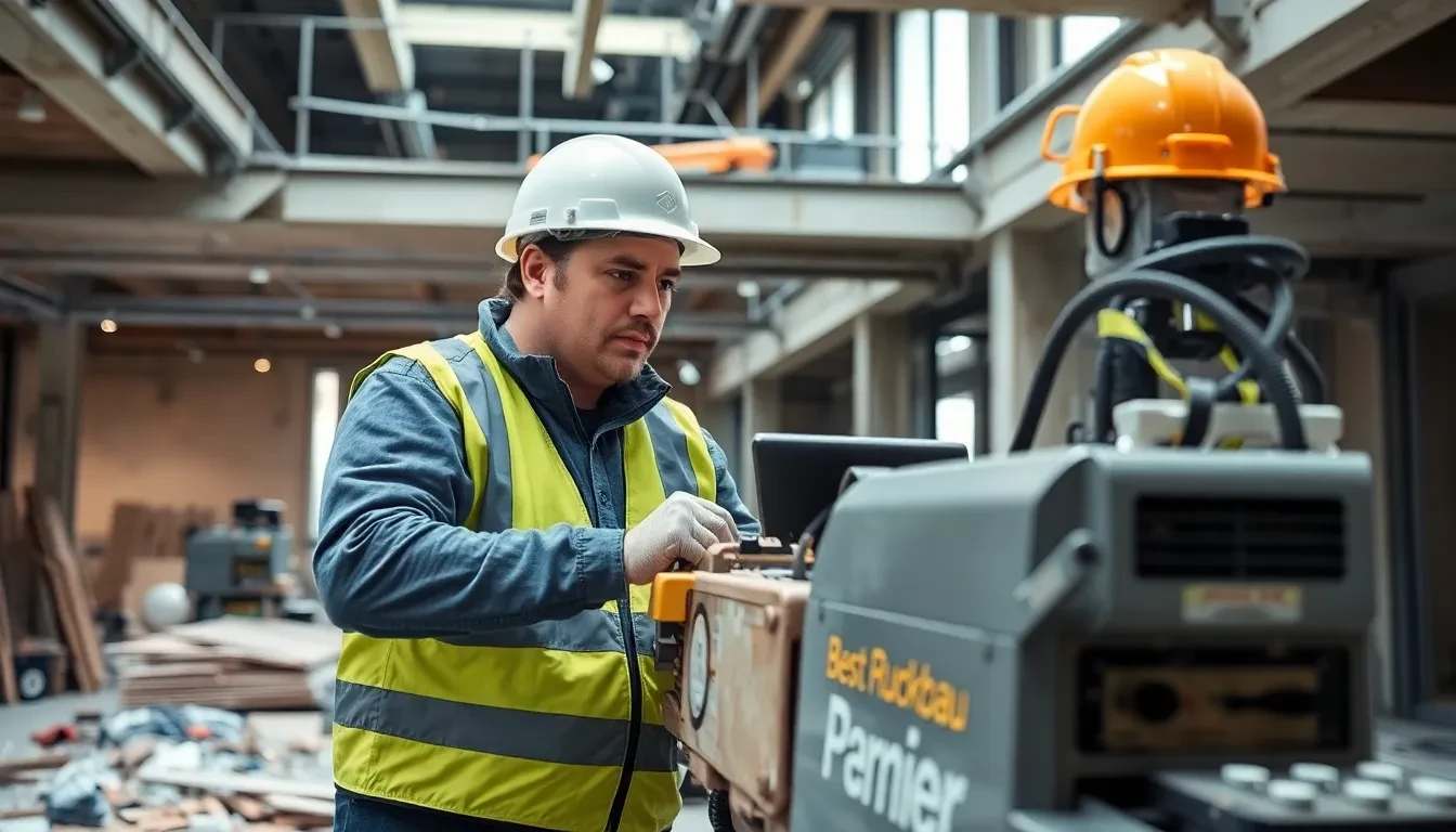 Mitarbeiter von Best-Rückbau beim Einsatz von Maschinen
