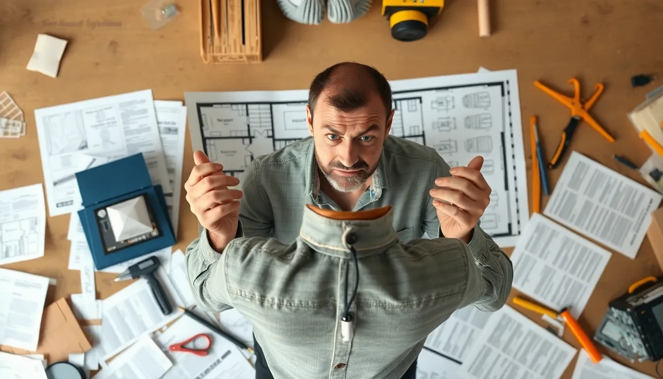 Frustrierter Geschäftsinhaber bei der Entkernung