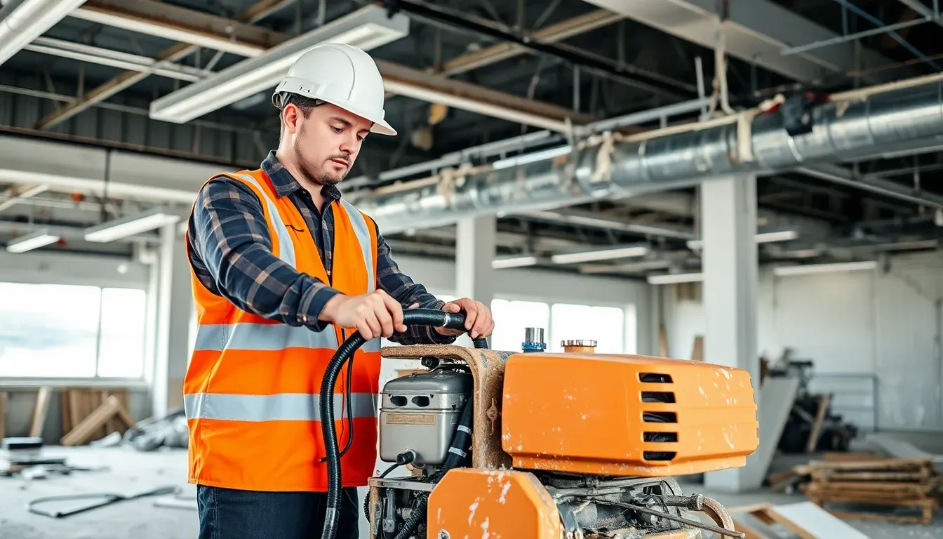 Mitarbeiter bei der Entkernungsarbeit