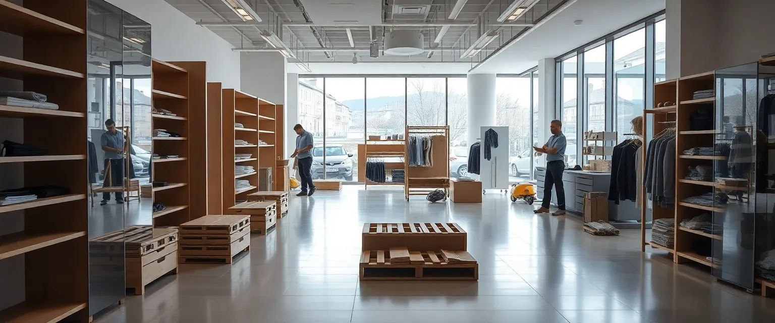 Professionelle Ladenräumung in einem modernen Geschäft