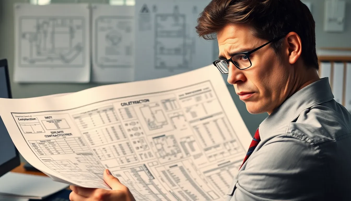 Frustrierter Büromanager mit komplexen Plänen