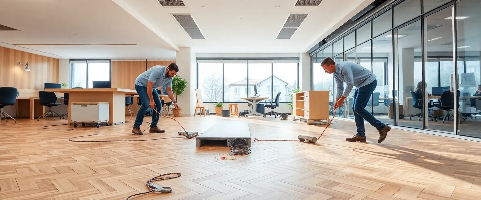 Professioneller Parkett Abbruch in einem Schweizer Büro