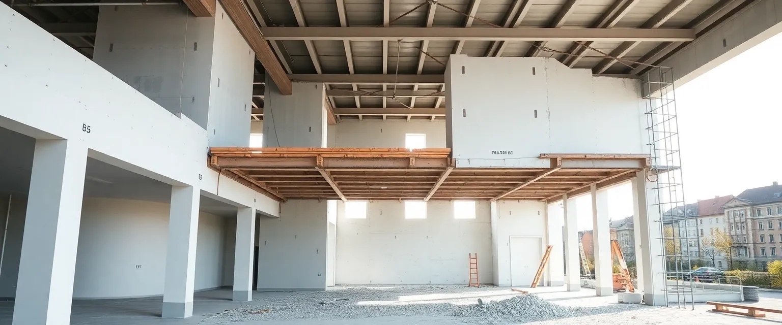 Professionelle Rohbauarbeiten in einem modernen Schweizer Gewerbegebäude