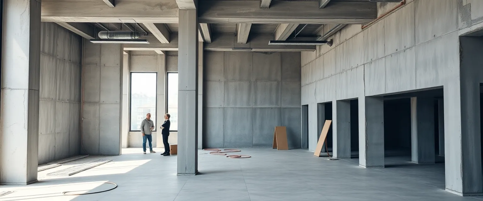 Bürogebäude im Rohbauzustand nach professionellem Rückbau in der Schweiz