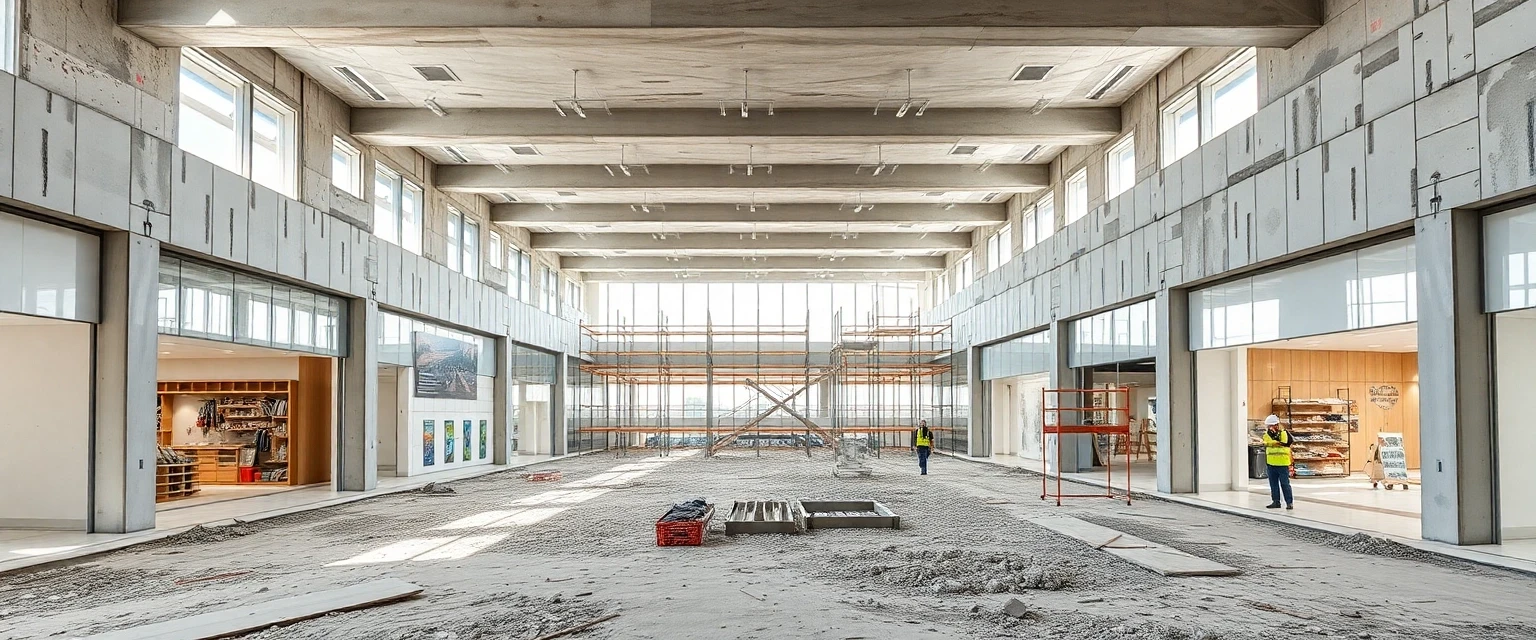 Rohbau Shoppingcenter - eine entkernte Gewerbefläche wartet auf die Neugestaltung