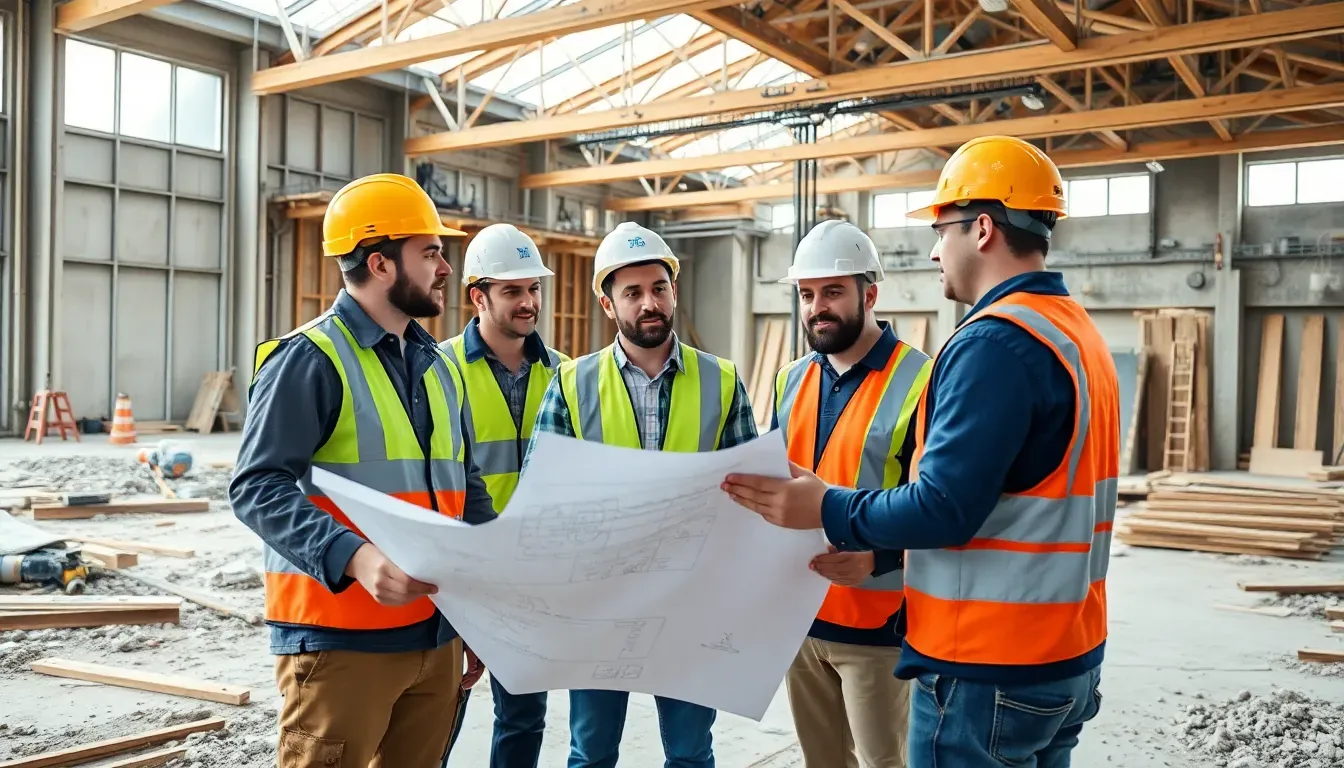 Team bespricht Rohbauprojekt