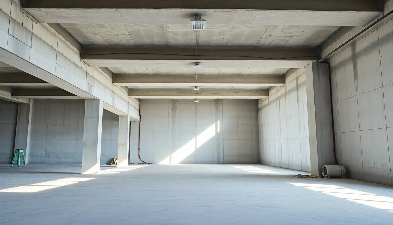 Fertiggestellter Rohbau einer Gewerbefläche, bereit für den Innenausbau