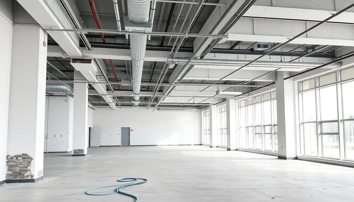 Saubere Gewerbefläche nach dem Rückbau von Elektroinstallationen, bereit für die Neugestaltung