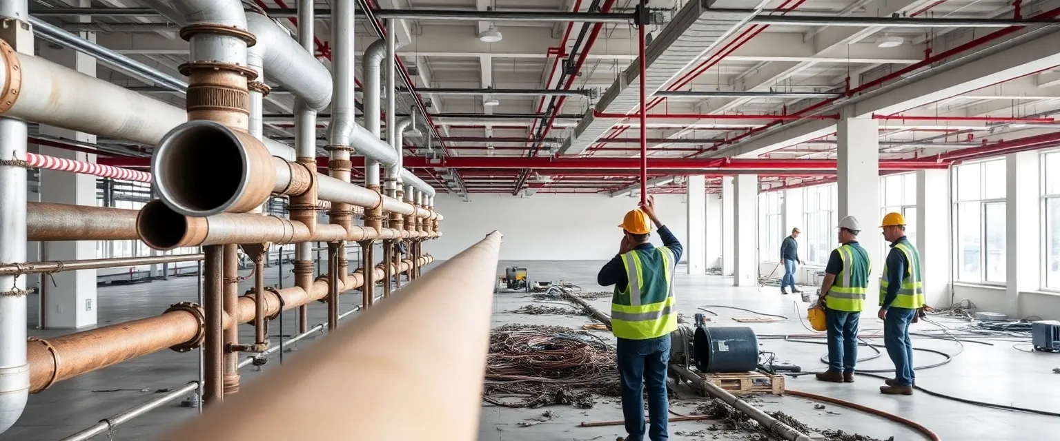 Professioneller Rückbau von Leitungen in einem Schweizer Gewerbegebäude