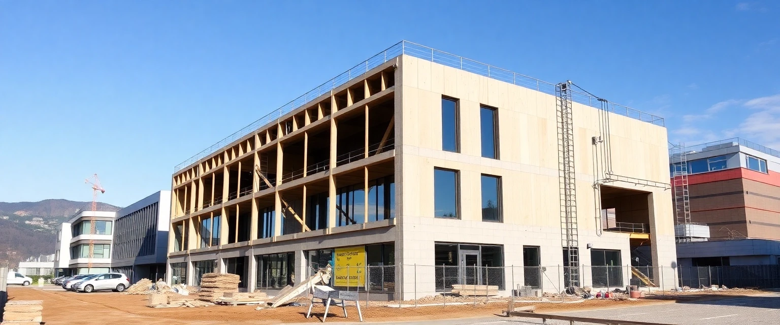 Professioneller Rückbau von Gewerbeflächen in Muttenz mit moderner Architektur im Hintergrund