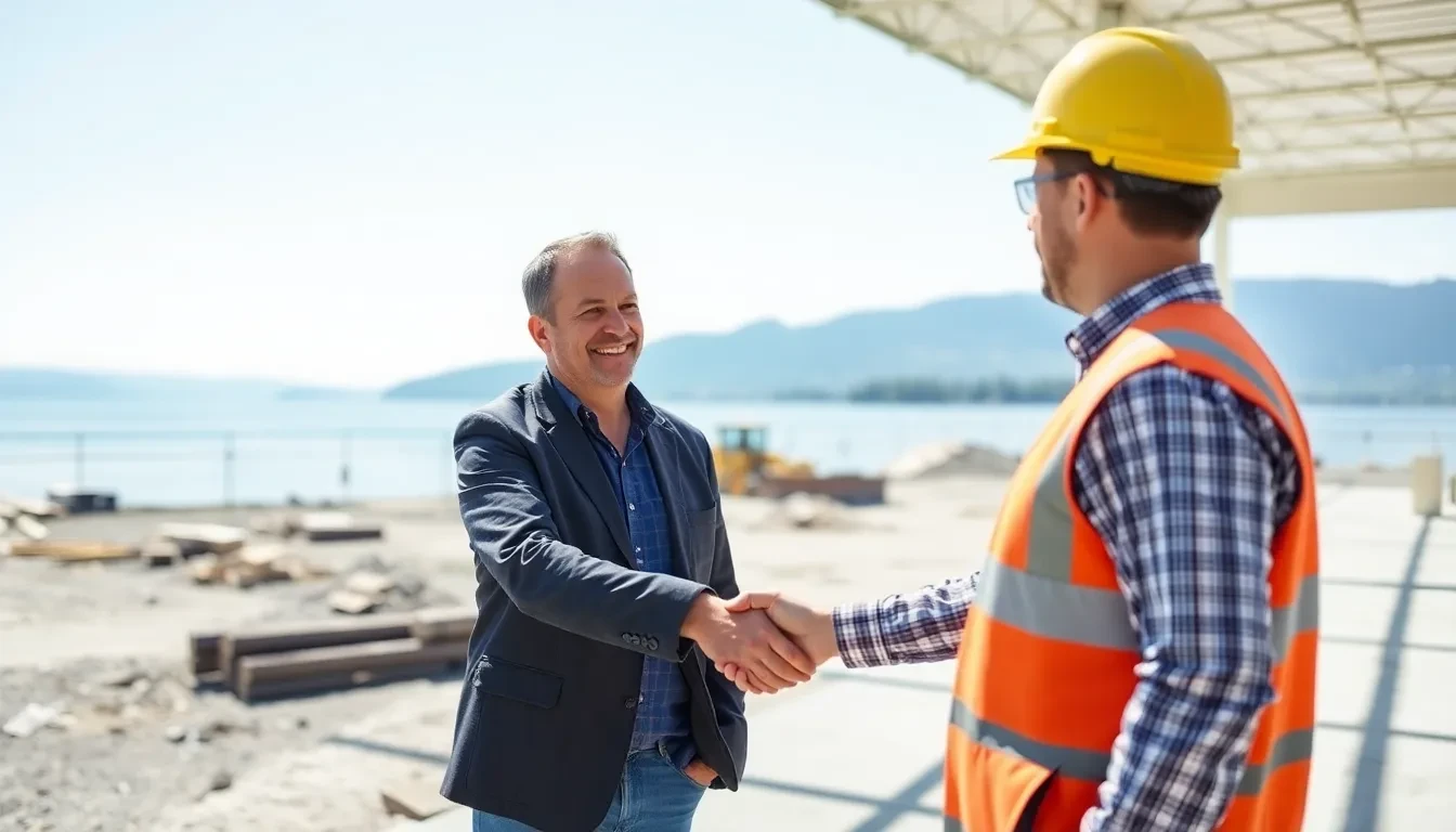 Zufriedener Geschäftsinhaber bei der Übergabe einer besenreinen Rückbaufläche in Wädenswil