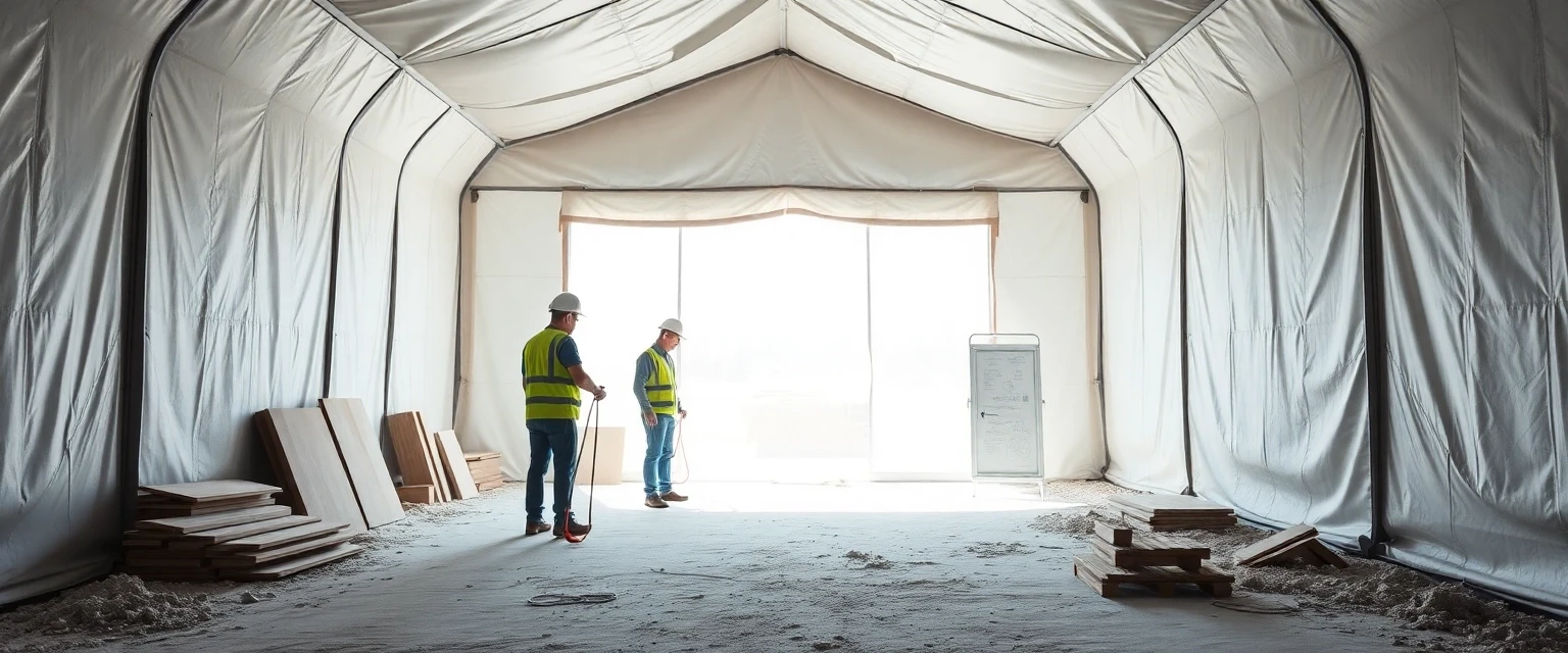 Staubzelt im Einsatz bei einem professionellen Rückbauprojekt