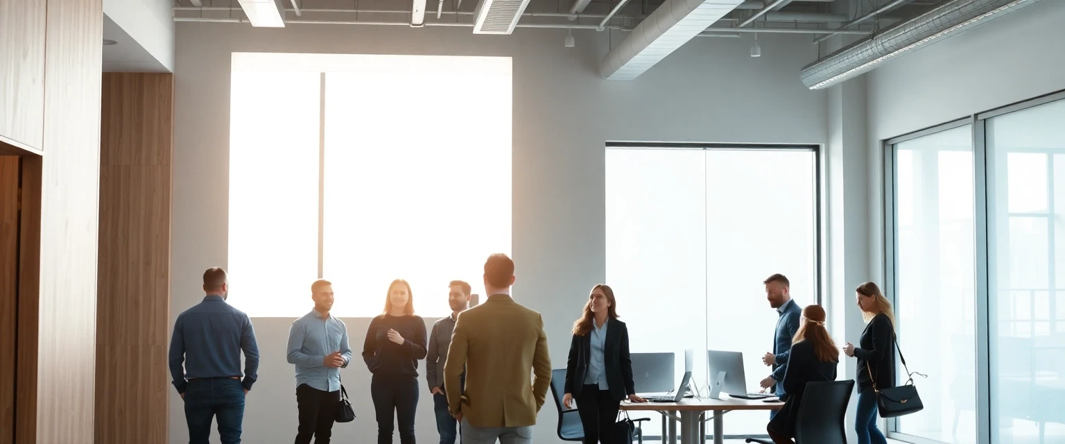 Offener Raum nach dem Entfernen einer Wand in einem modernen Büro