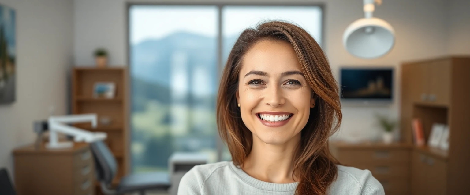 Glückliche Patientin nach erfolgreicher Zahnbehandlung in Solothurn