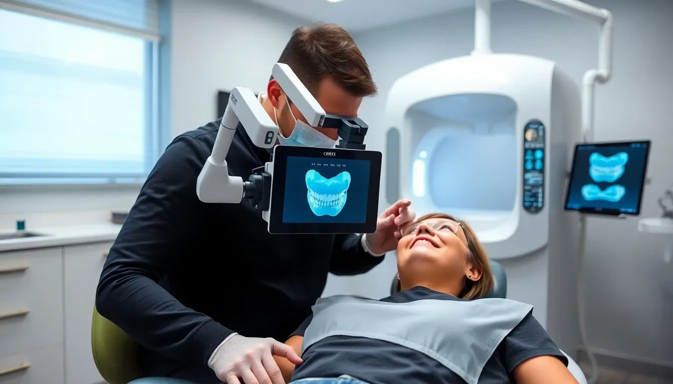 Zahnarzt bei der digitalen Planung und Vorbereitung für ein Zahnimplantat