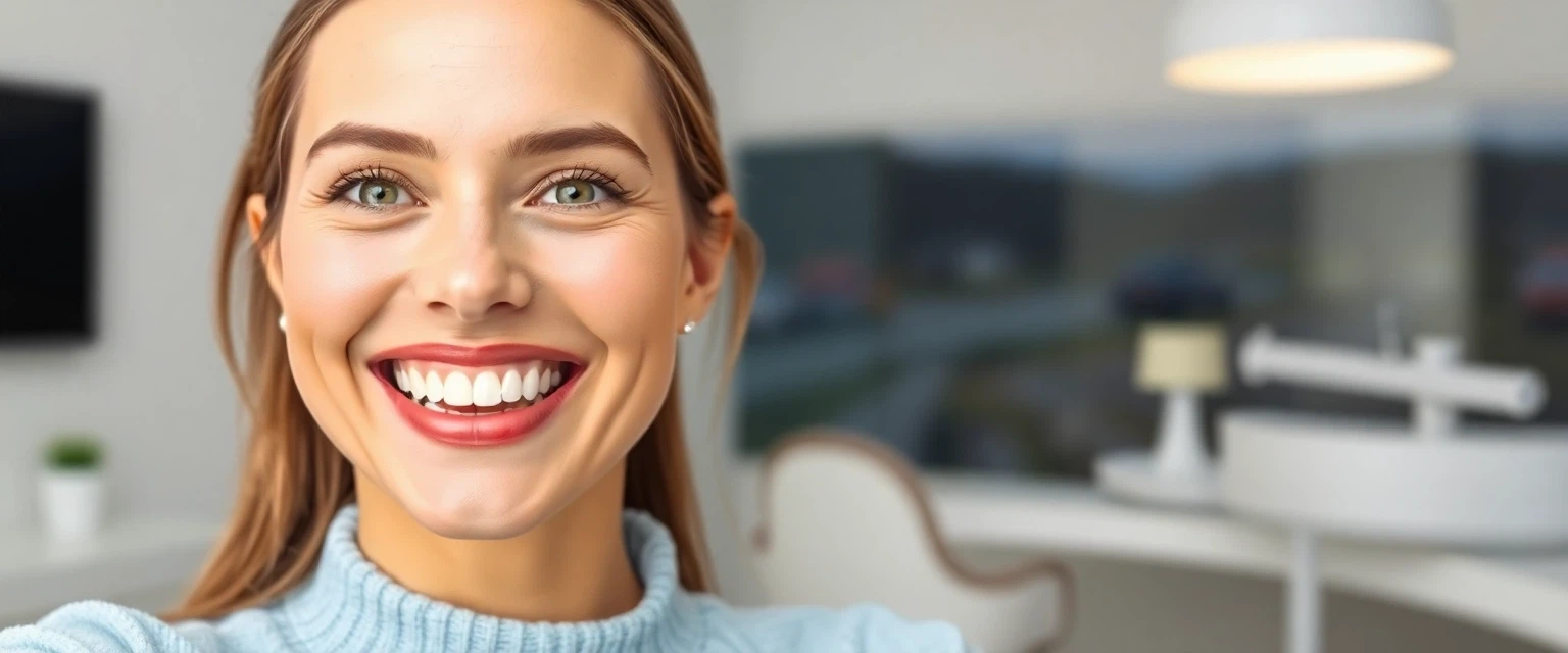 Frau mit strahlendem Lächeln nach CEREC Behandlung in Hägendorf