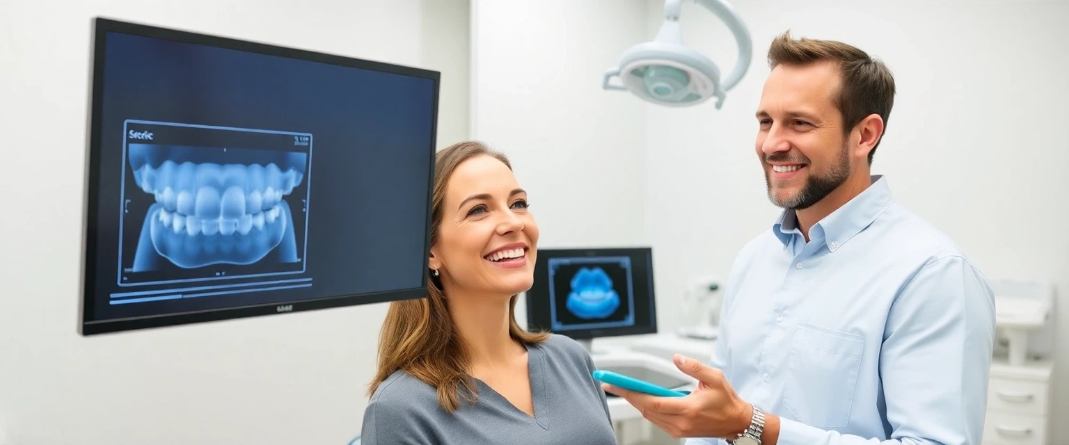 Patientin mit neuer CEREC Implantatkrone in Zahnarztpraxis Bontognali in Hägendorf, Solothurn