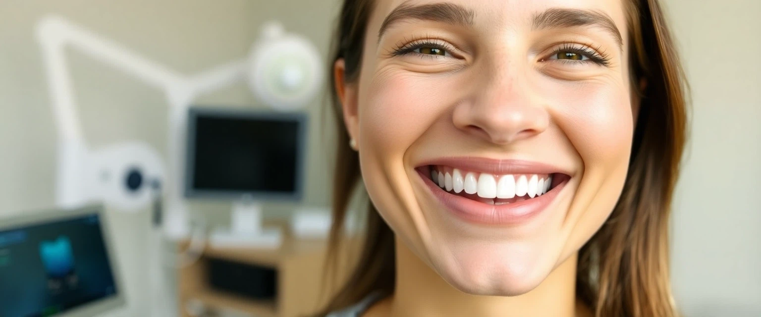 Lächeln einer Person mit perfekter CEREC Krone