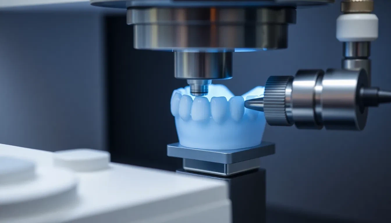 CEREC Fräsmaschine bei der Herstellung einer Keramikkrone