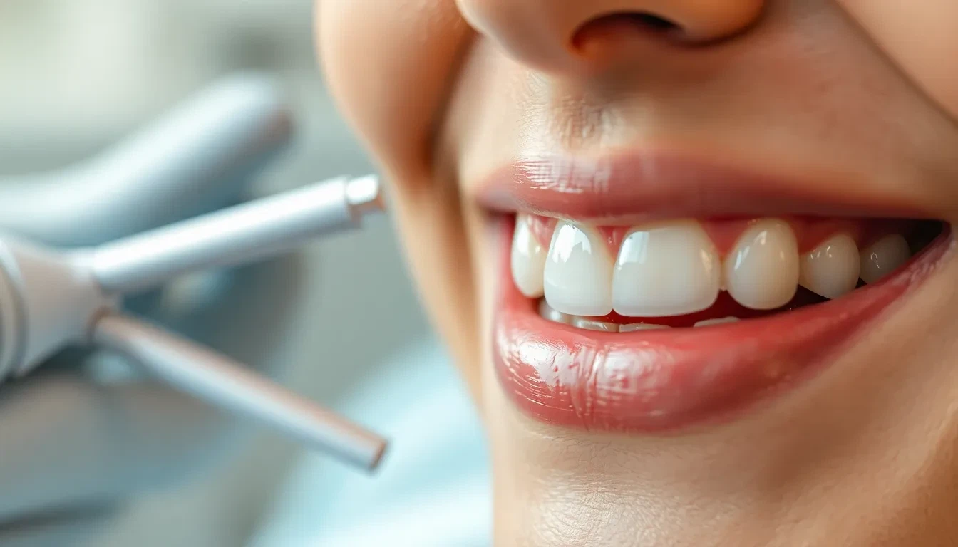Gesunde und saubere Zähne nach Dentalhygiene