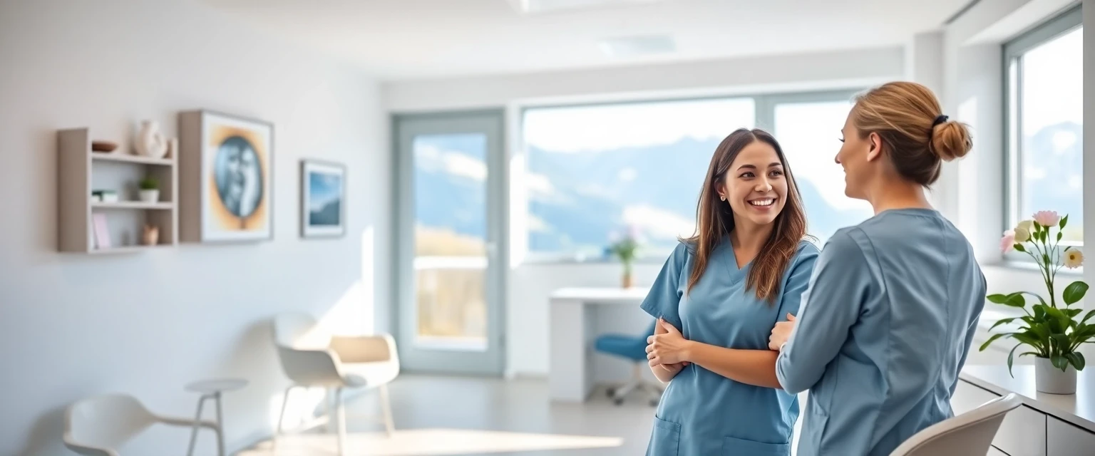 Moderne Zahnarztpraxis in der Schweiz mit freundlichem Empfang