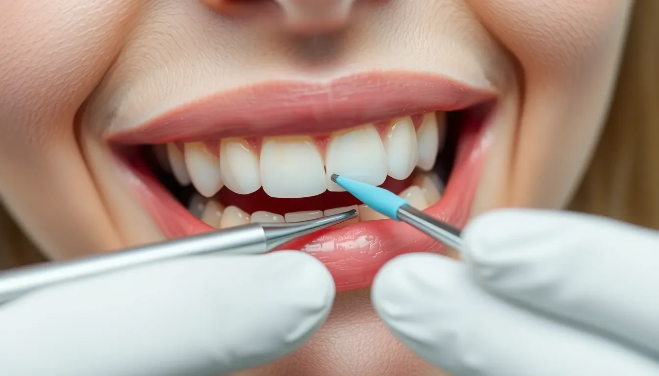 Dentalhygienikerin bei der Zahnreinigung