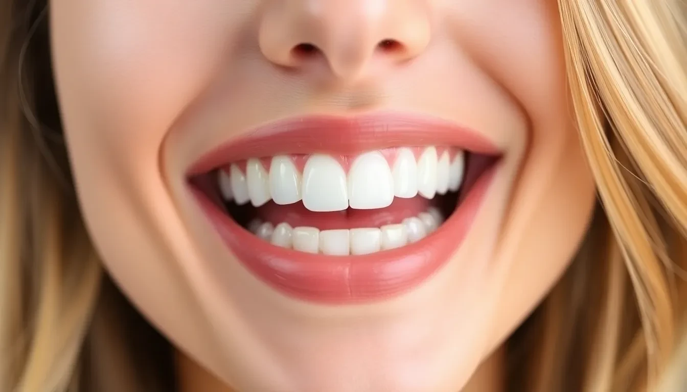 Patientin mit aufgehellten Zähnen nach Bleaching