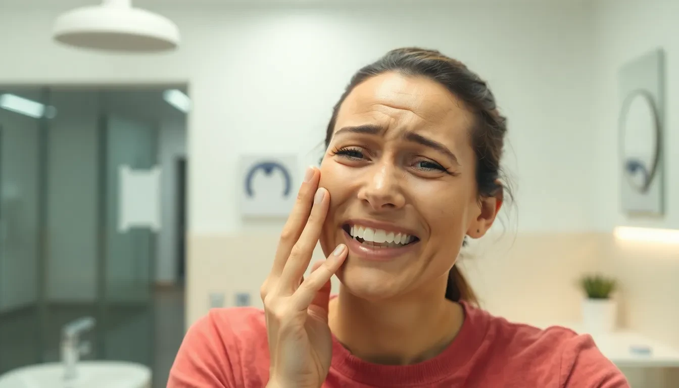 Person mit Zahnschmerzen und Sorgen vor der Wurzelbehandlung