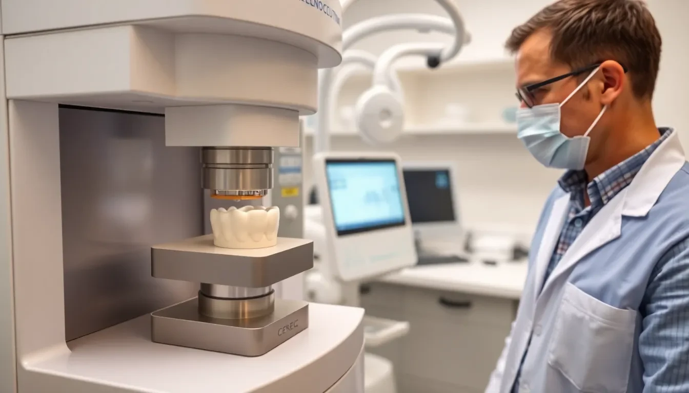 CEREC Schleifeinheit fertigt Zahnersatz