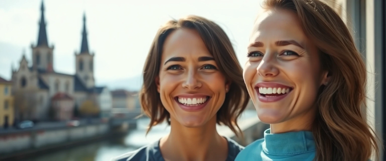 Glückliche Patientin nach erfolgreicher Zahnbehandlung in Solothurn