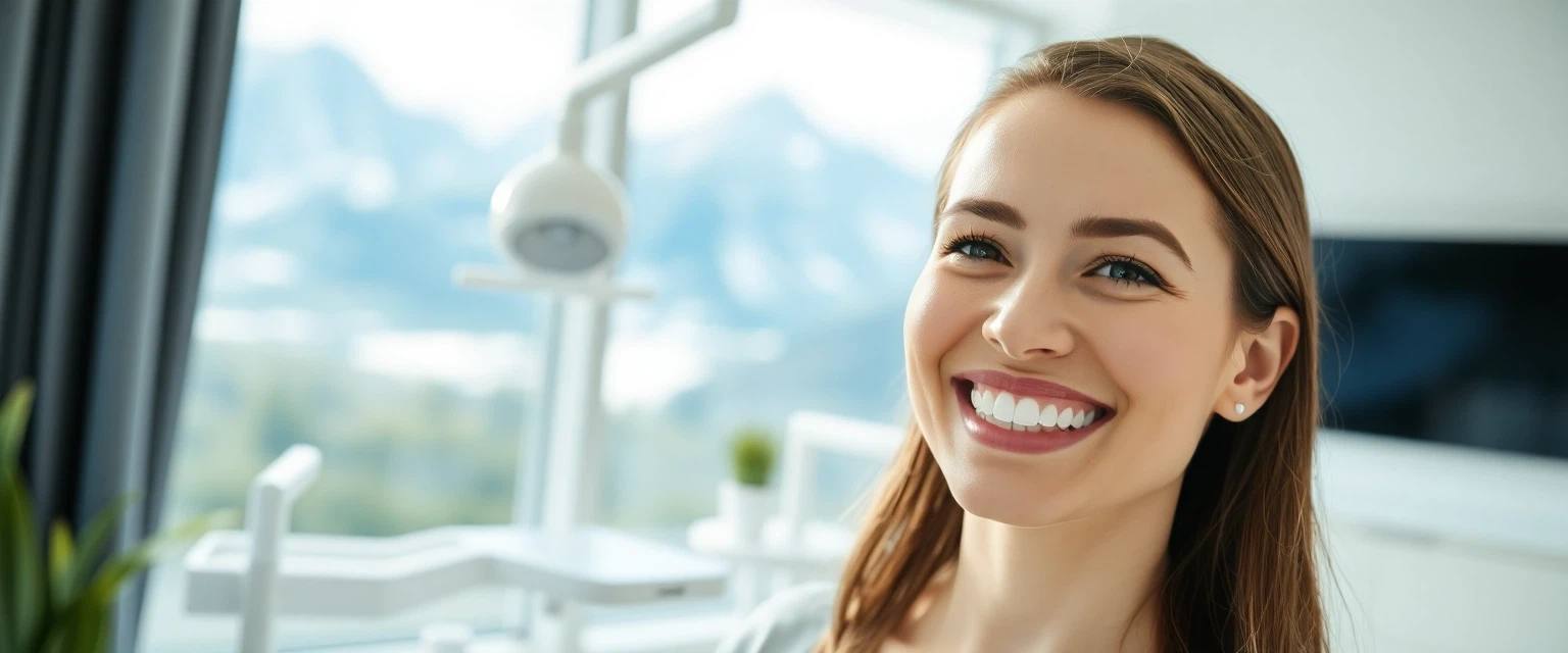 Glücklicher Patient mit modernem Zahnersatz in einer Zahnarztpraxis in Hägendorf
