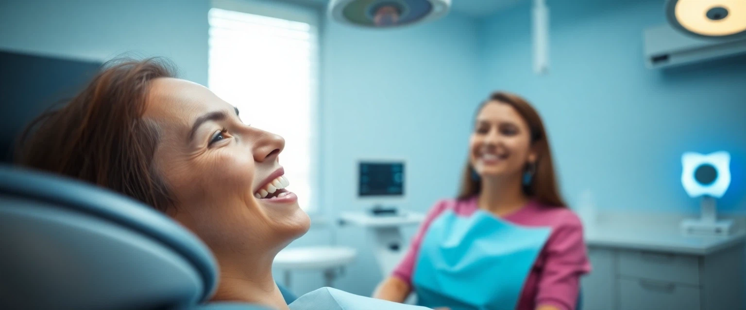 Zufriedene Patientin nach Zahnersatz mit 3D Scan