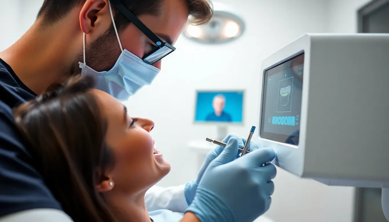 Zahnarzt verwendet CEREC-Gerät für präzisen Zahnersatz