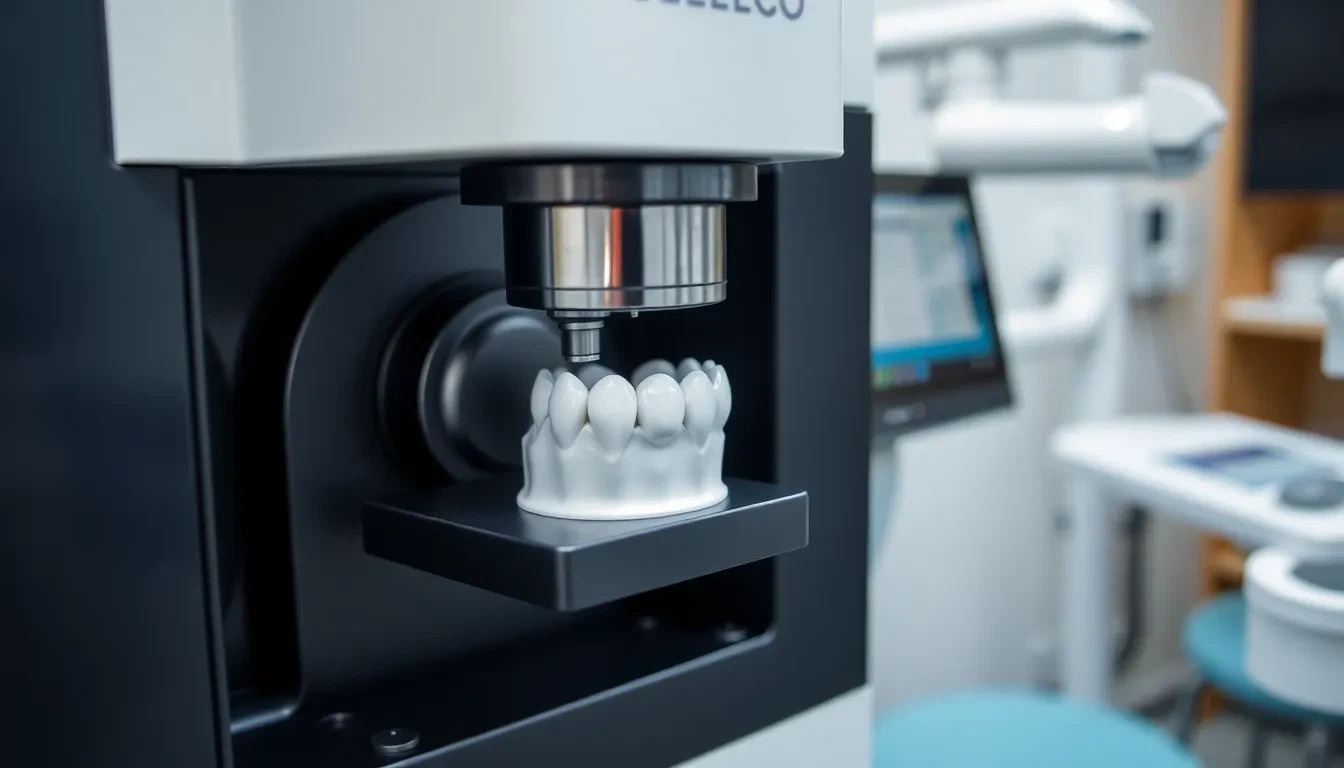 CEREC Fräseinheit bei der Herstellung eines Zahnersatzes
